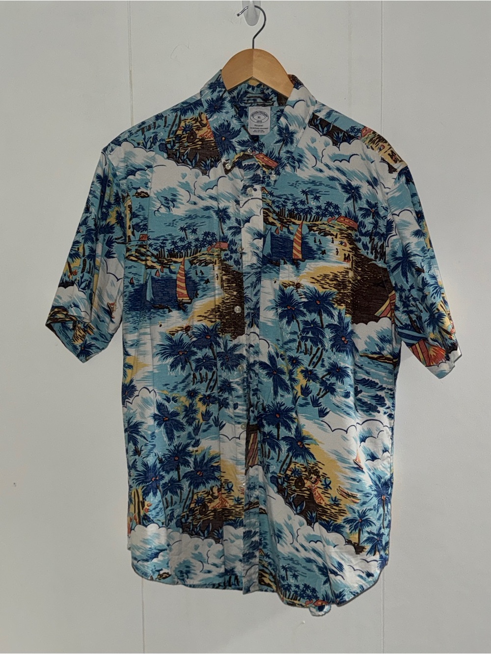 Brooks Brothers tropical print short sleeve cotton shirt, size XL - Picture 5 of 5
